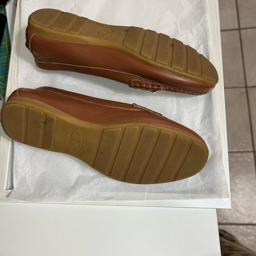 Brown Leather Loafers with Gold Accent - Picture 10 of 10